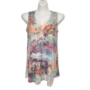 Nally & Millie USA Watercolor Leaves V-neck Sweater Knit Tank Top Women's S